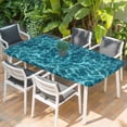 thumbnail image 2 of Teal Green Ocean Waves Table Cloths for 6 Foot Rectangle Tables, Summer Sea Pool Patio Waterproof Elastic Fitted Tablecloths, Washable Rectangular Table Cover for Camping, 2 of 8