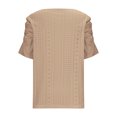 thumbnail image 4 of Olyvenn Women's Hollow Pleated Short Sleeves Square Neck Casual Loose Solid Color Knit T Shirts Tops Blouses Khaki L, 4 of 8