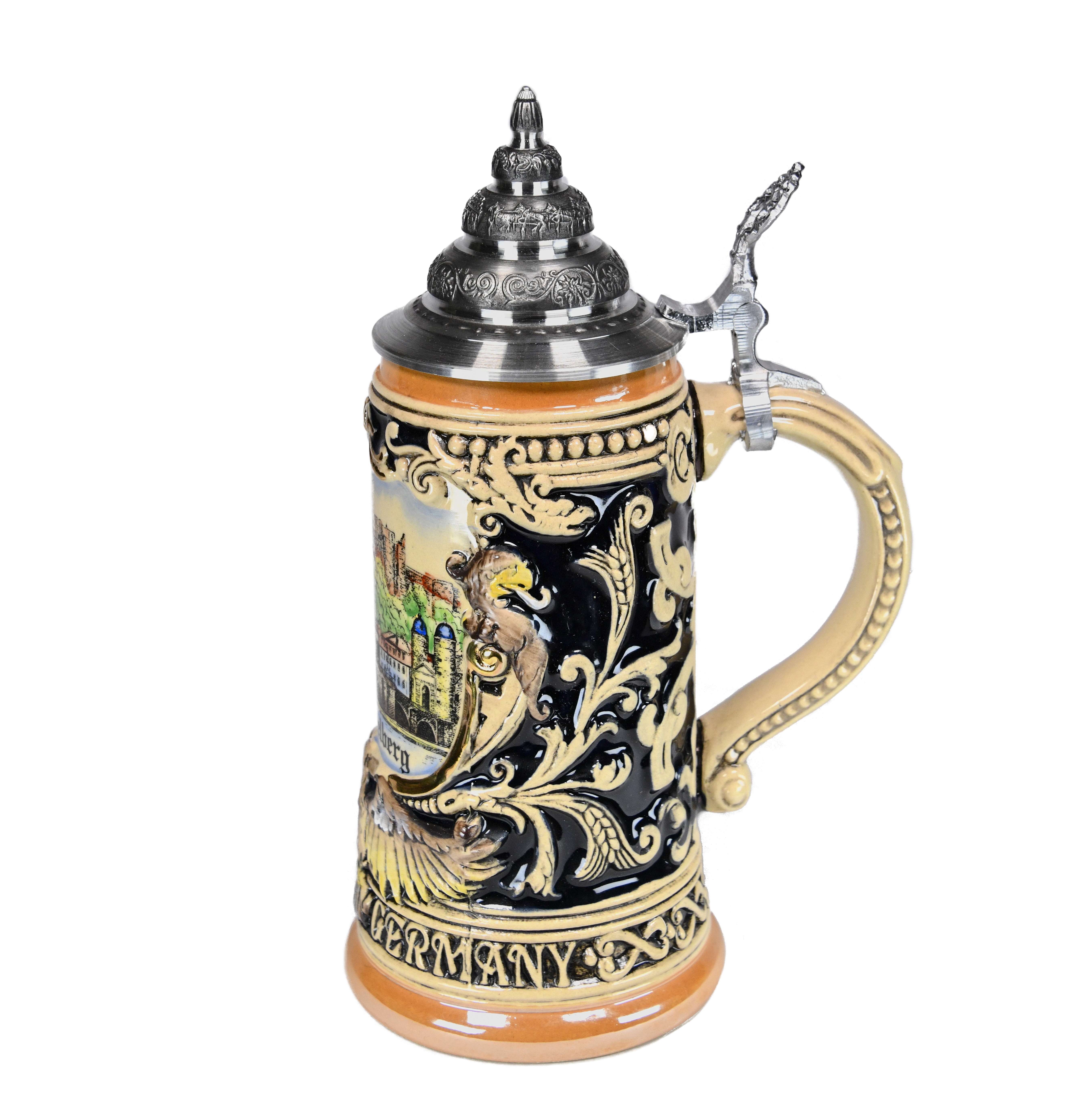 BIG Germany souvenir 50s TANK BEER スペシャル Original Western Germany Ceramic Beer Tankard With Lid
