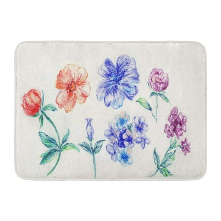 GODPOK Gouache Blossom Fragrant Flowers Blossoming All Year Round The Leaves and Design Drawing Ink Rug Doormat Bath Mat 23.6x15.7 (Best All Year Round Flowers)