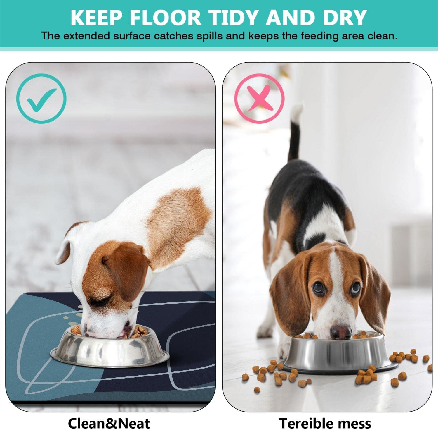 MontVoo-Dog Food Mat-Absorbent Dog Bowl Mat-Quick Dry Dog Mat for Food and  Water-Pet Food Mat-Dog Placemat-Dog Water Mat for Sloppy Drinkers 16X24