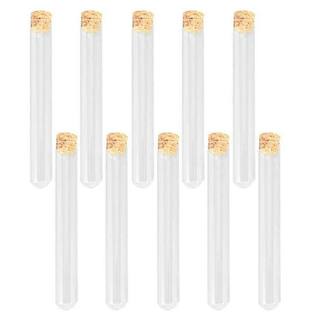 10Pcs Glass Test Tubes Transparent with Wooden Corks