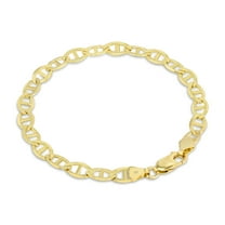 Nuragold 10k Real Yellow Gold Solid Mariner 5mm Chain Anchor Link Bracelet (7"-9") Italian Jewelry for Men & Women