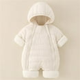 thumbnail image 5 of Fesfesfes Baby Boys Girls Winter Warm Thick Hooded Romper Jumpsuit Zipper Long Sleeve 1 Piece Padded Toddler Snowsuit Outfit 0 to 24 Months(Beige#2,6-9 Months), 5 of 8