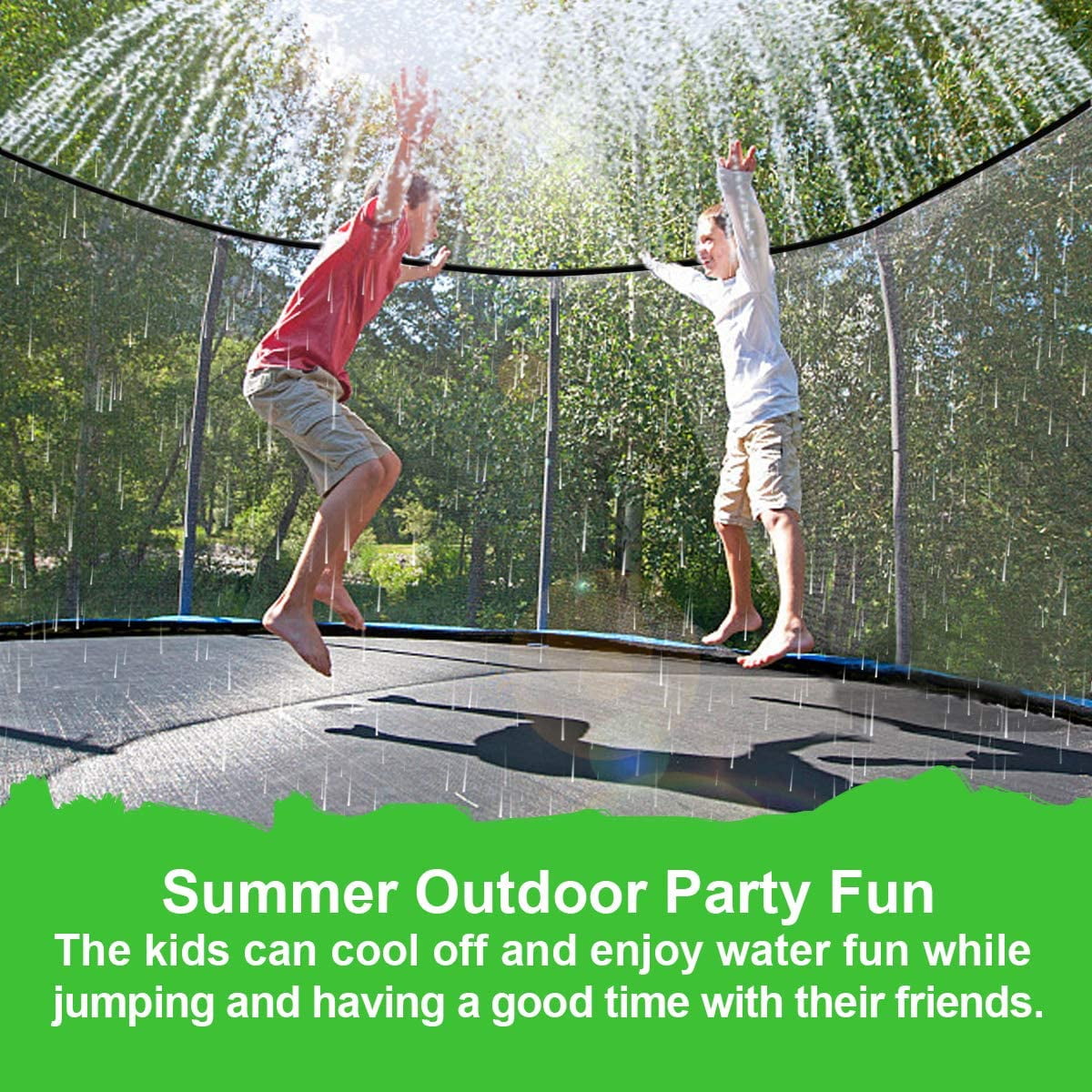 Runpo Trampoline Water Play 50 Feet 12 Nozzles Misting Outdoor Cooling System 