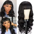 thumbnail image 4 of Peluca negra con flequillo TUNC ondulada larga suave para mujeres, 4 of 5