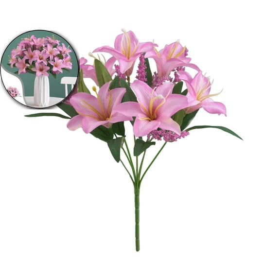 Lilies Flowers, Faux Lily Flower, Faux Lily Flower, Artificial Lily Silk Flowers, Artificial Lilies Bouquet for Weddings and Home Decor