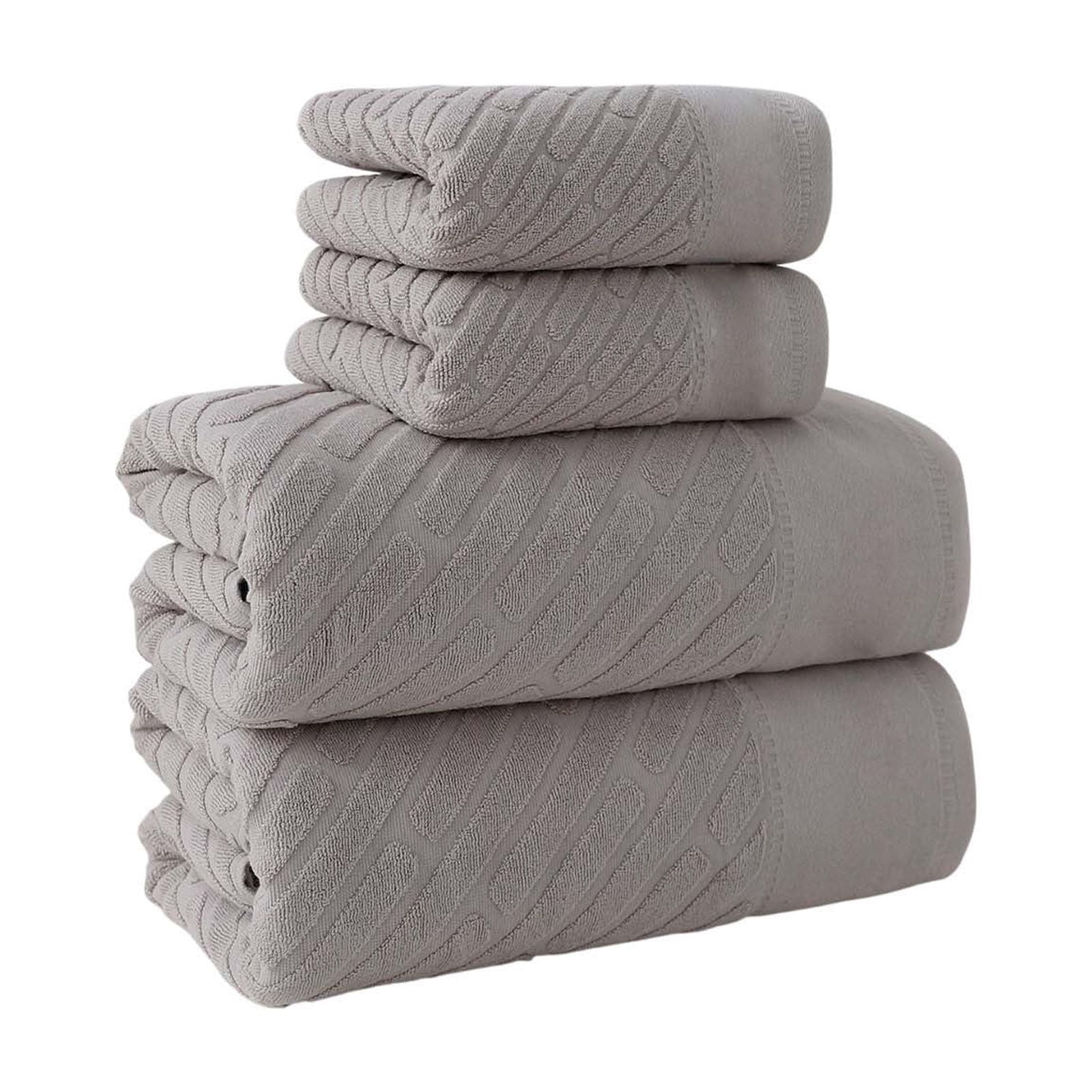 4PCS Bath Towel Sets Cottons 2 Towels 2 Bath Towels Comfortable Absorbent Thickened Soft Gentle for Baby Bath Towel