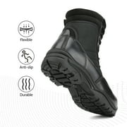 NORTIV 8 Mens Military Tactical Work Boots Side Zipper Leather Motorcycle Combat Boots Trooper(6-8 Inches)