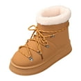 thumbnail image 5 of Rokment Platform Winter Combat Boots for Women Fashion Casual Plush Lined Warm Mid Calf Snow Ankle Booties in Cold Weather Khaki Size 6.5, 5 of 6