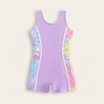 thumbnail image 6 of Piuwrlz 6 Toddler Swimsuit Girls Swimming Suit 1 PC Round Neck School Uniform T Shirt Purple Size 6 Years, 6 of 9