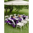 thumbnail image 4 of Outdoor Tablecloth with Umbrella Hole and Zipper, Purple Stripe Waterproof Patio Tablecloth for Dining 52''x70'', Black Grey White Gradient Striped Geometric Wipeable Table Cover for Picnic BBQ Party, 4 of 9