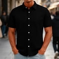 thumbnail image 2 of Delconic Mens Short Sleeve Button Down Shirt Casual Camp Collar Summer Loose Fit Lightweight Daily Wear Open Front Top Black L, 2 of 6