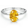 thumbnail image 3 of Gem Stone King 14K White Gold Golden Yellow Zirconia Solitaire Engagement Ring for Women | 1.21 Cttw | Oval 8X6MM | Gemstone Birthstone | Size 5, 3 of 6