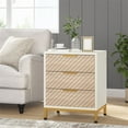 thumbnail image 2 of Resenkos Night Stands for Bedrooms, White and Gold Light Wood Grain Nightstands with 3 Drawers Bedside End Tables Storage for Living Room, 2 of 11