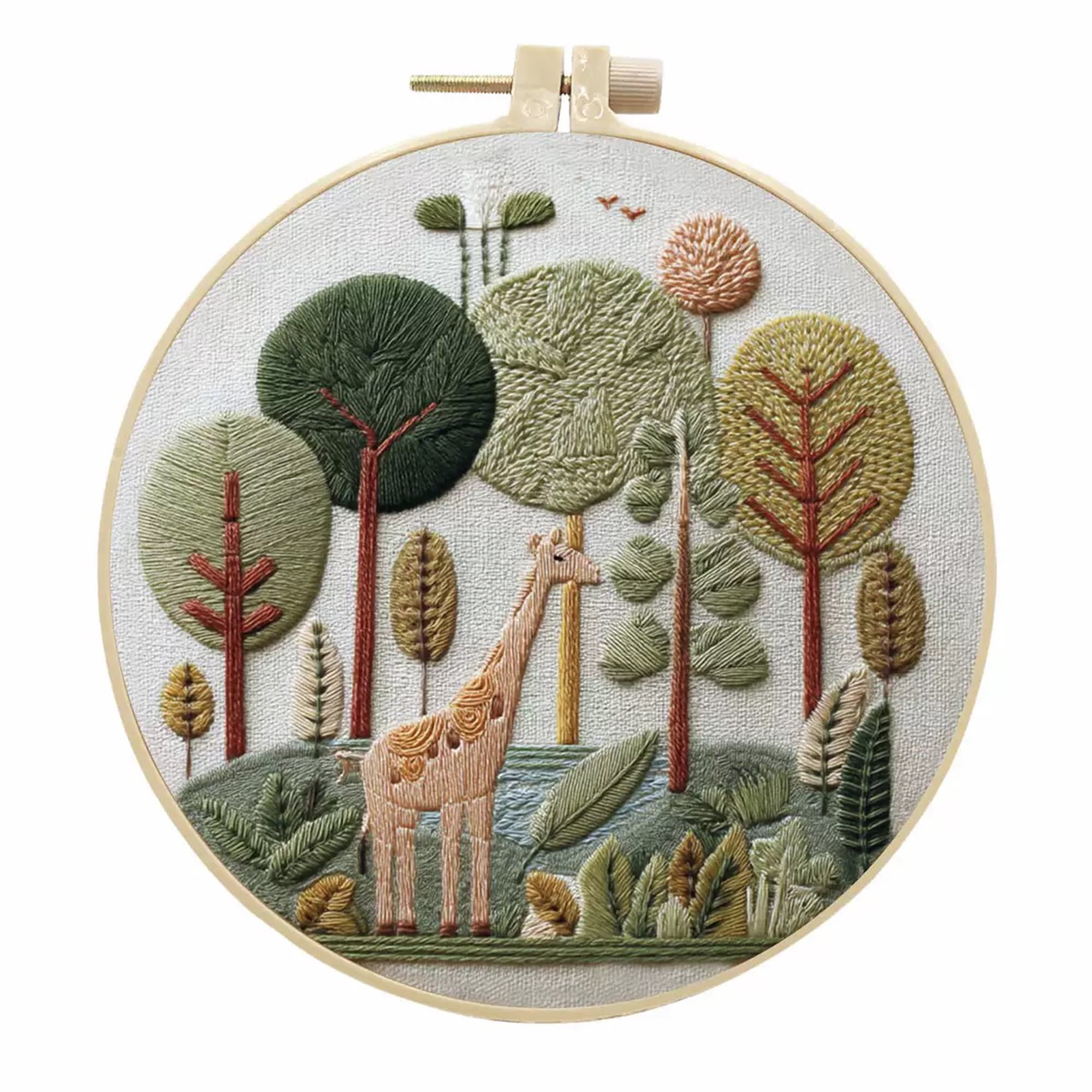 4 Pack Giraffe Embroidery Kits for Adults Beginners Cute Cartoon Animal Needlepoint DIY Hoop Art Craft Set