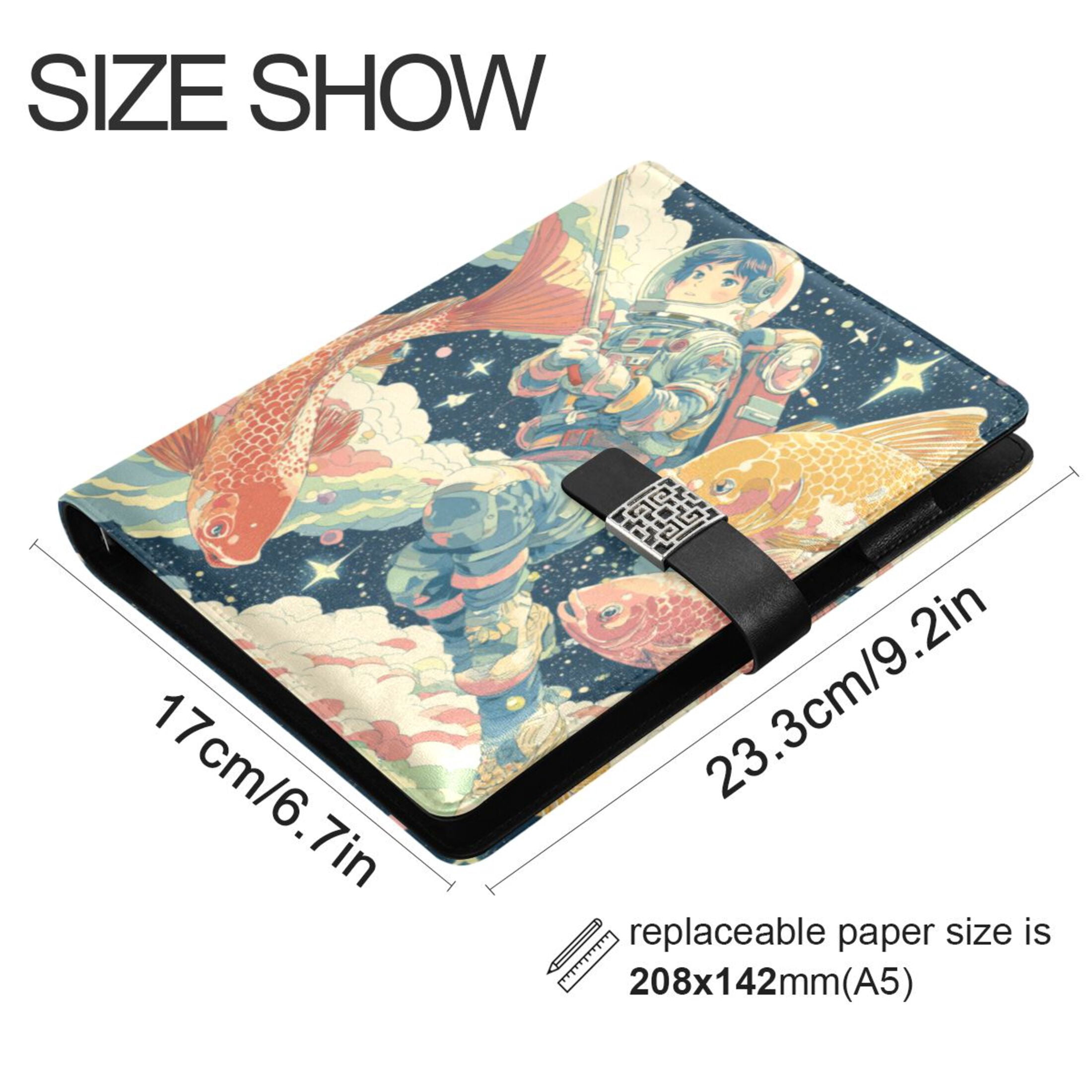 Leather Planner Leather Notebook Notebook Journal Binder Design Pen Pocket Design Convenient for Storage Space Suit Anime