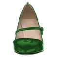 thumbnail image 4 of YDN Women Classic Pointed Toe Mary Janes Mid Slim Heels Slip On Buckled Strap Pumps Casual Party Dressy Shoes Size 7 Green, 4 of 4