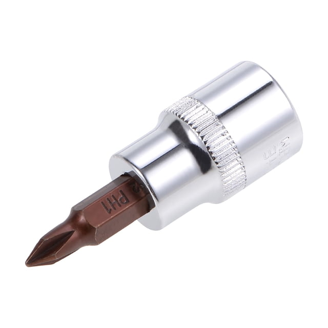Socket de broca Phillips estándar métrico Uxcell de 3/8" de conducción x #1, acero S2 y Cr-V