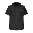 thumbnail image 4 of pstuiky camisetas para hombre, Blusa informal de manga corta con capucha, botones y bolsillo con cordón de color sólido para hombre. camisas casuales para hombre m, 4 of 6