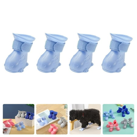 WHAMVOX 4 Pcs Dog Grippers Waterproof Rain Boots Portable Shoes