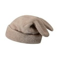 thumbnail image 3 of segolike Cute Rabbit Ear Knitted Hat Knit Hat Adults Warm Hat Casual Headgear Comfortable Beanie for Hiking Camping Outdoor Dark Khaki, 3 of 8