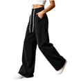 thumbnail image 7 of Sunnin Womens Cotton Corduroy Wide Leg Pants High Waist Contrast Drawstring Side Pockets Casual Lounge Trousers, 7 of 7