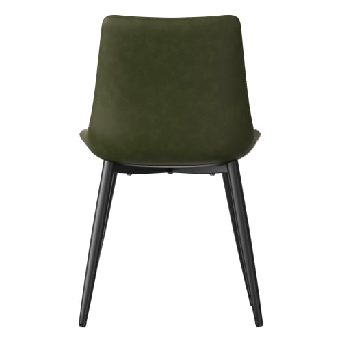 4 Pcs PU Leather Dining Chairs, Stain-Resistant & Waterproof, Heavy-Duty Carbon Steel Legs, High-Density Sponge Seat, Adjustable Feet for Kitchen, Living Room, Dining Room, Olive Green