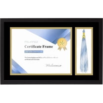 EnjinZZ 18.8x12.1 Inch Black Wood Diploma Frame With Tassel Holder- Frame Displays One 8.5x11 Inch Certificate and One Tassel
