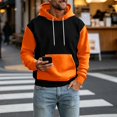 thumbnail image 4 of Mens Color Block Hoodies Long Sleeve with Pocket Pullover Hoodie Fashion Fall Winter Sweatshirt, 4 of 5