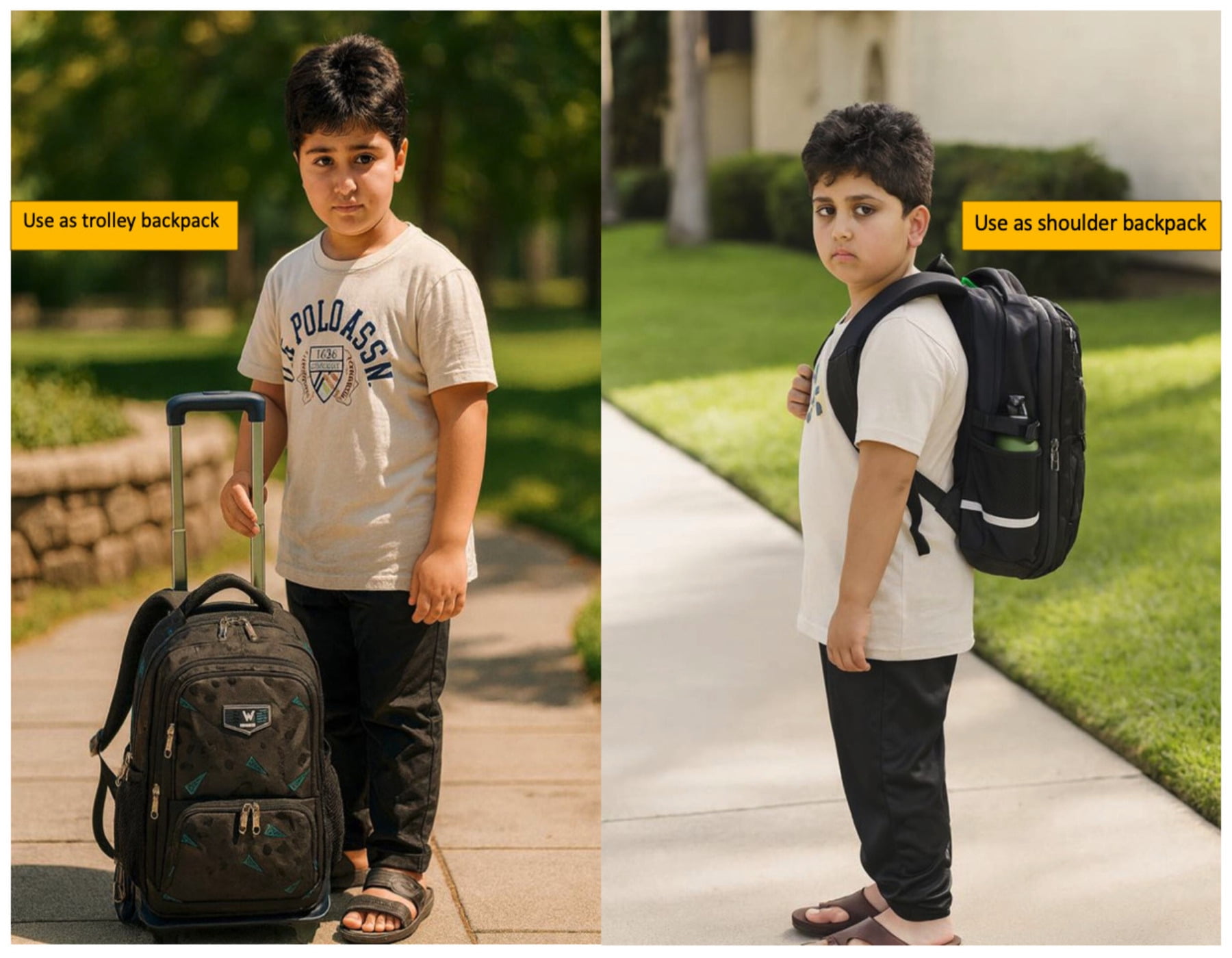 Wadan 18.50-inch 6-Wheels Rolling Stylish School Backpack, Shoulder Backpack, Your All-in-One School Solution for Boys/Girls