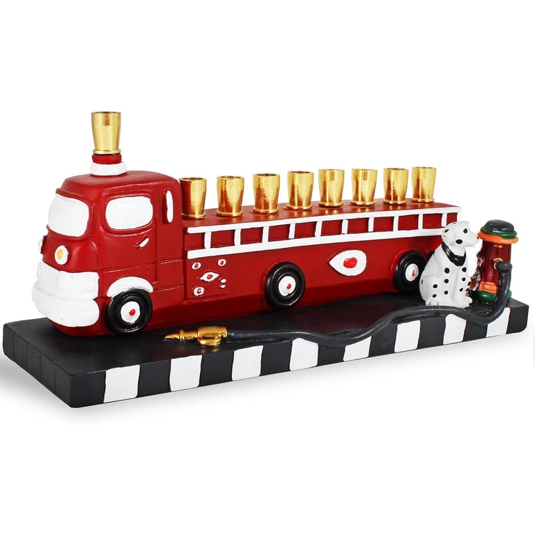 Red Fire Truck Menorah with Dalmatian and Hydrant photo 6