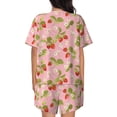 thumbnail image 3 of Bixox Women's Strawberry Floral Printed Pajama Set 2 Piece Lounge Set Top and Shorts Soft Pajamas, Shorts with Pockets, 3 of 7