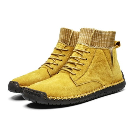 

Men Suede Fabric Hand Stitching Warm Plush Lining Ankle Boots Party Sports Travel Business 47