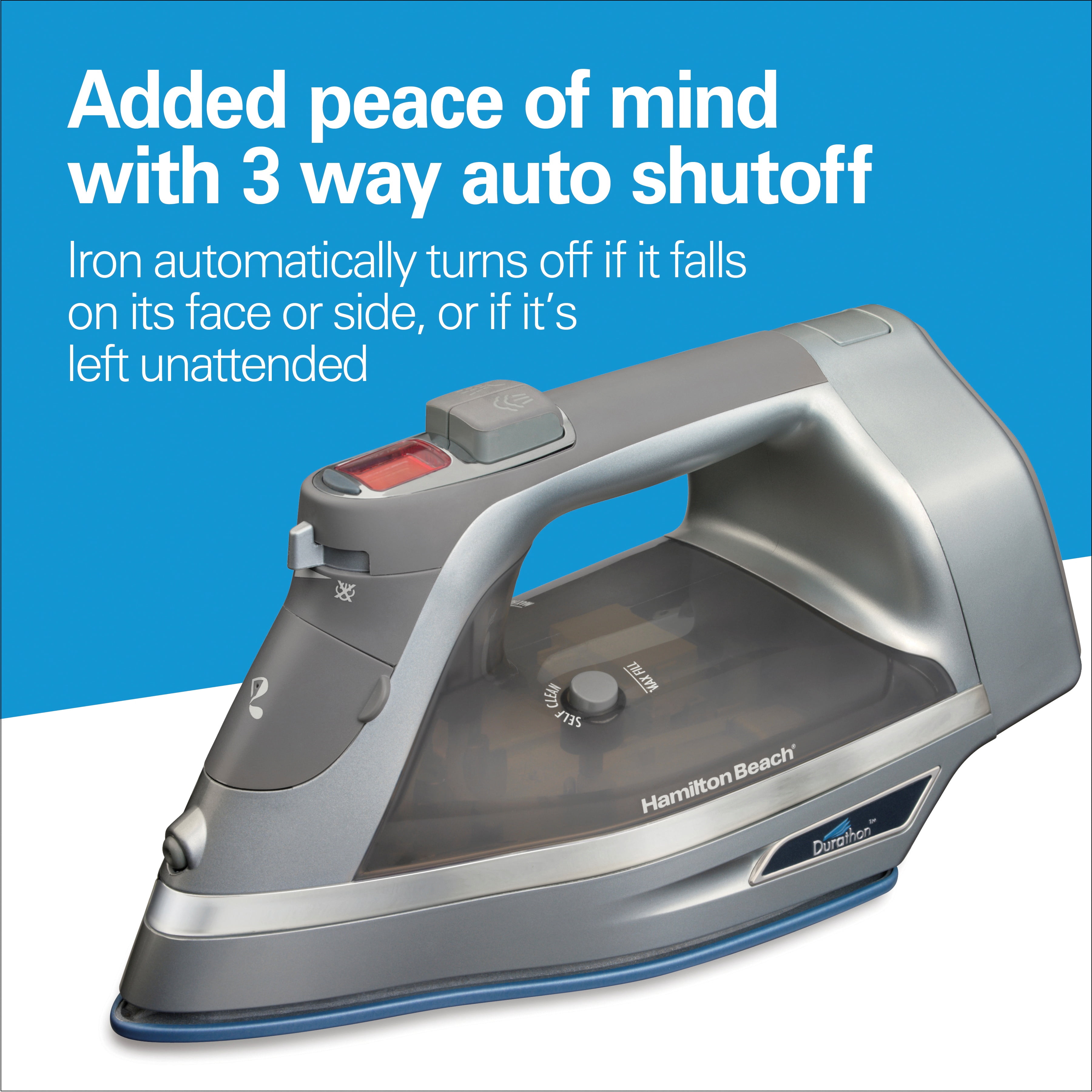 Hamilton Beach Durathon® Nonstick Soleplate Iron, Auto Shutoff, 1700 Watts, Retractable Cord,19901