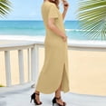 thumbnail image 6 of Nkmbld Dresses for Women Casual Solid Color Summer Spring V-Neck Short Sleeve Women's Casual T-Shirt Dress, 6 of 6