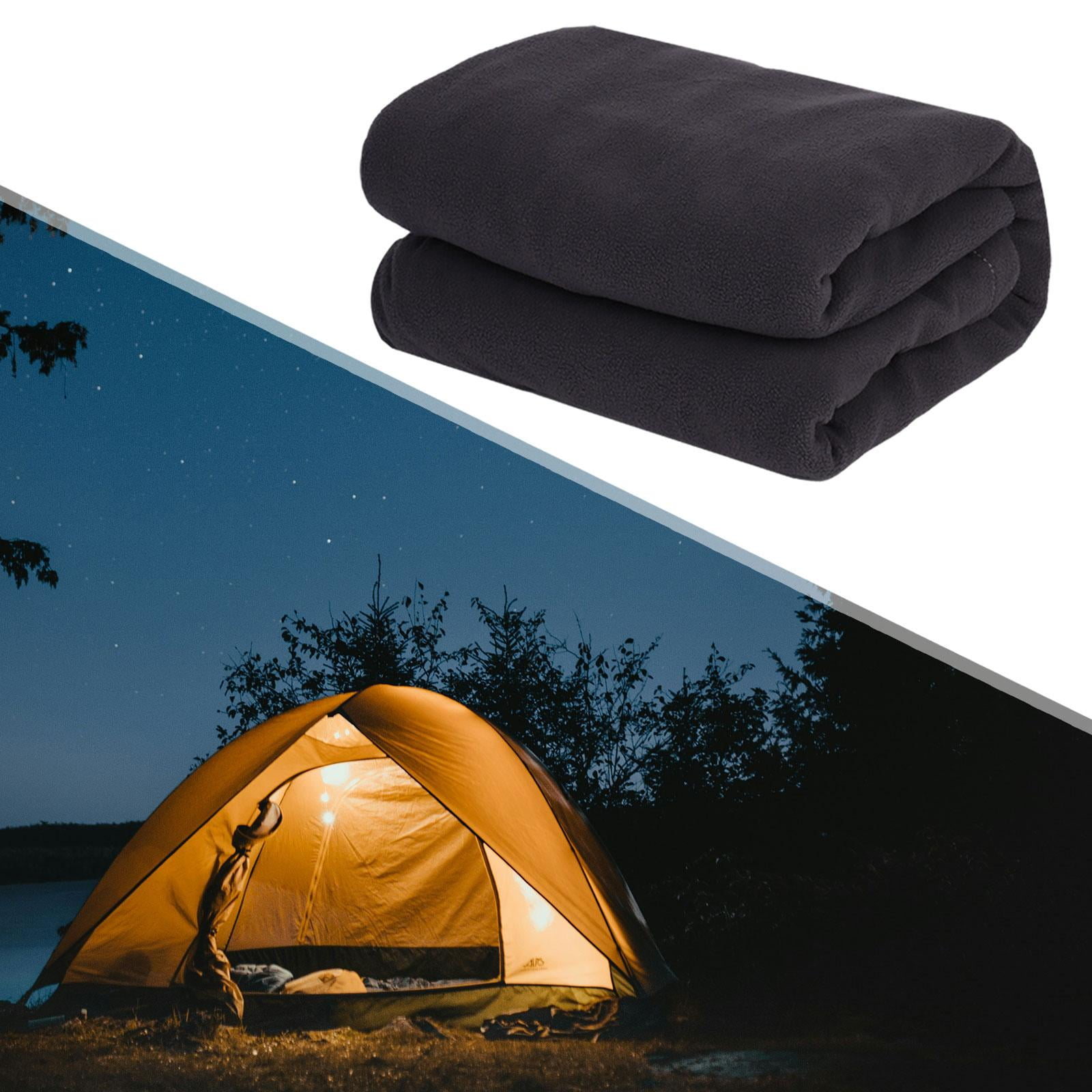 Wswqop Polar Fleece Sleeping Bag Liner Emergency Blanket for Adults Portable Camping Blanket for Traveling Backpacking Cold Weather , Dark Gray