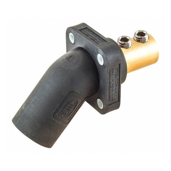 Angled Recp,Blk,Male,Dbl Set Screw,400 A HBLMRABK