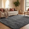 thumbnail image 5 of SAFAVIEH California Plush Solid Shag Area Rug, Dark Grey, 4' x 4' Square - Modern Design, Dark Grey, Non-Shedding & Easy Cleaning, Ultra Plush Thick Pile, Ideal for Living Room, Bedroom, 5 of 18