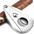 thumbnail image 1 of Cortador de cigarros de acero inoxidable con forma de gota de agua, cuchillas dobles, tijeras de guillotina súper afiladas para la mayoría de los tamaños de cigarros, 1 of 5