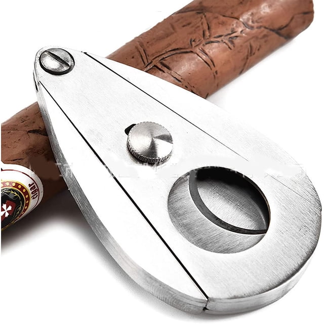 Cortador de cigarros de acero inoxidable con forma de gota de agua, cuchillas dobles, tijeras de guillotina súper afiladas para la mayoría de los tamaños de cigarros