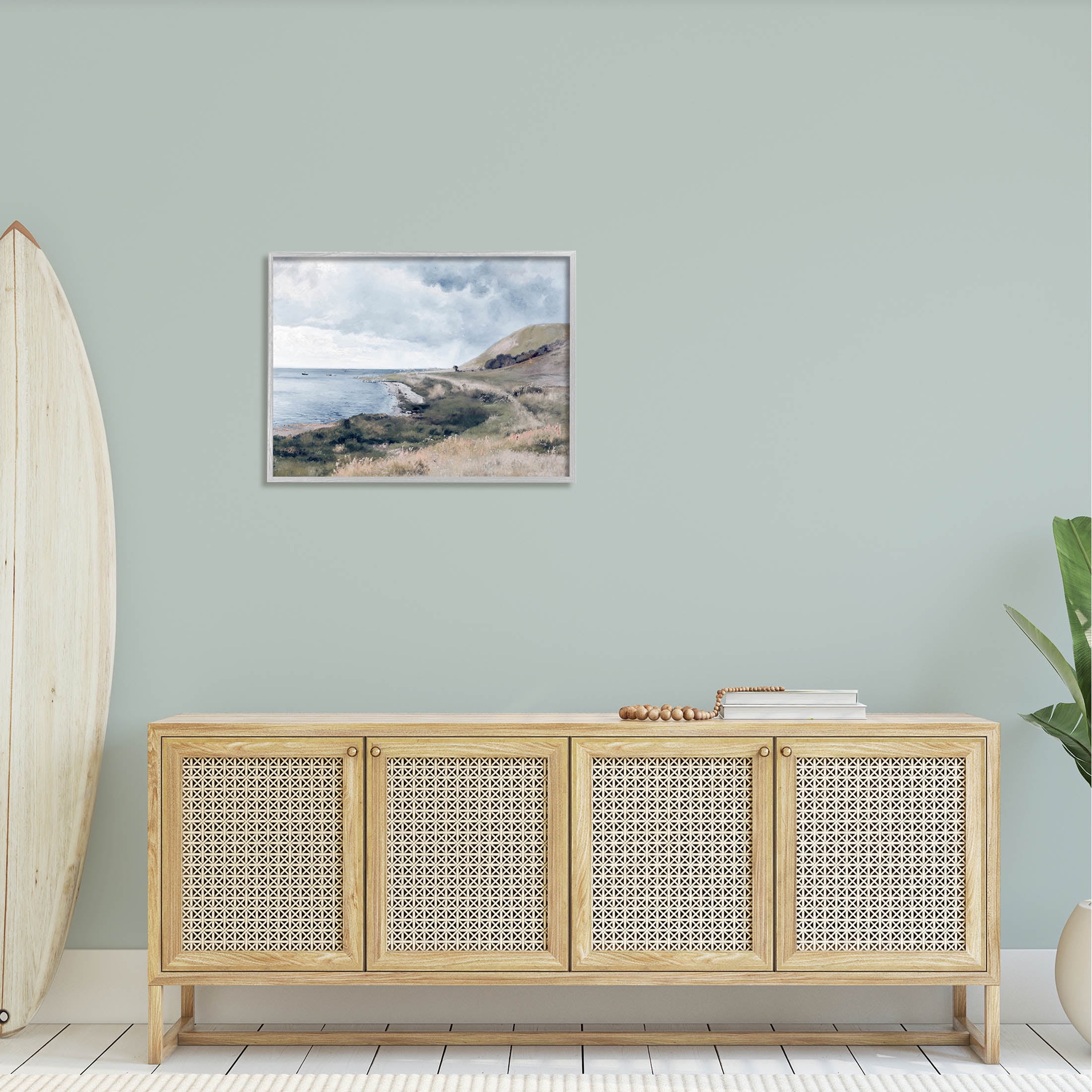 Seaside Cliffs Ocean Scenery Landscape Graphic Art Gray Framed Art Print Wall Art
