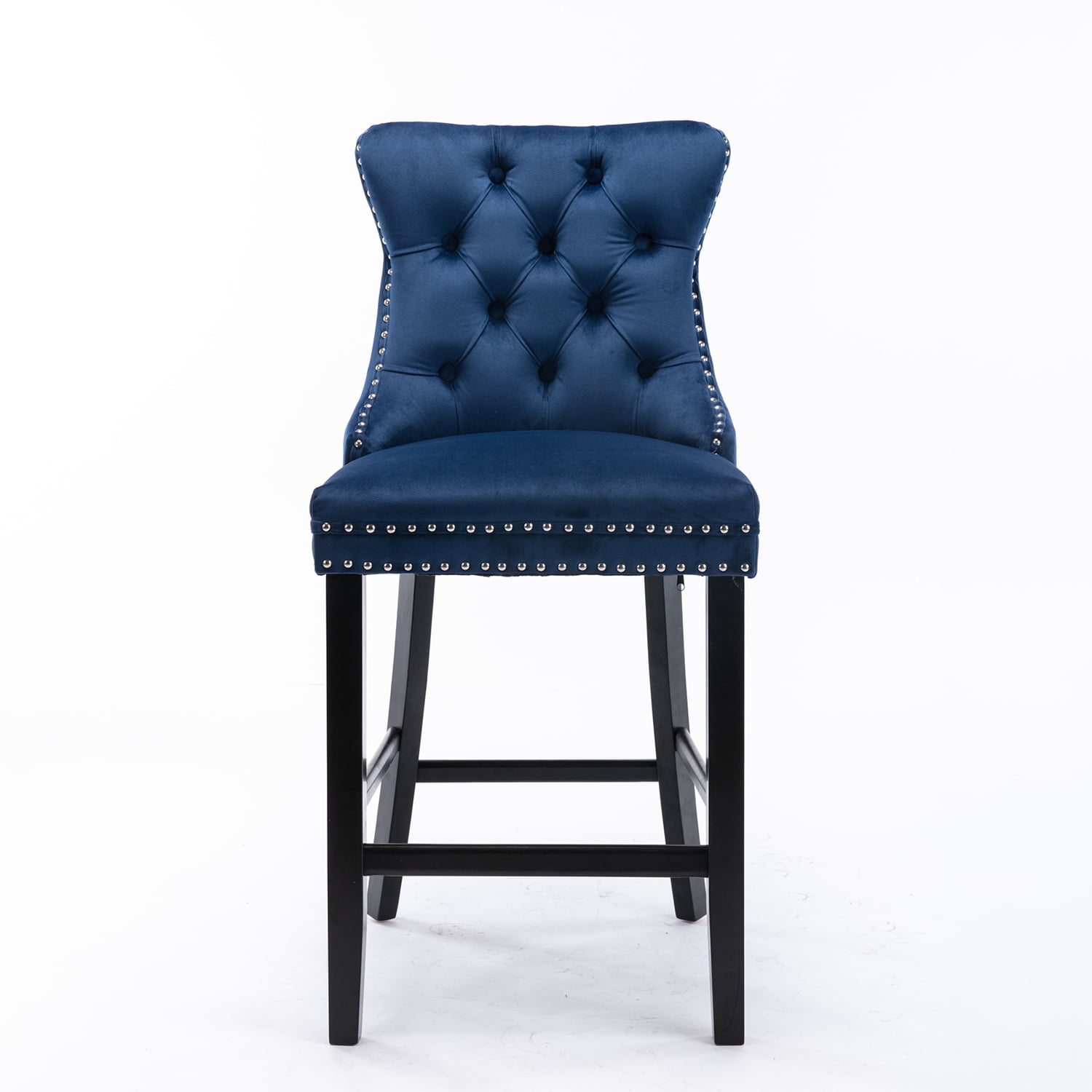 Demi Bonn 40" Counter Height Bar Stools Set of 2, Velvet Upholstered Barstools with Back, Kitchen Island Countertop Chairs for Dining Room, Blue