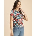 thumbnail image 3 of Moomaya Round Neck Short Sleeve Printed Loose Fit Top - Women's Casual Top, 3 of 9