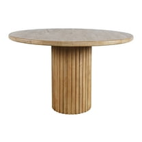 Breck Solid Wood 48" Round Mid-Century Modern Fluted Pedestal Dining Table