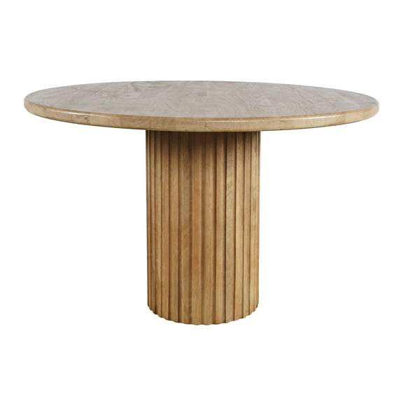 Breck Solid Wood 48" Round Mid-Century Modern Fluted Pedestal Dining Table