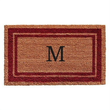 Calloway Mills Burgundy Border 24" x 36" Monogram Outdoor Doormat (Letter M)