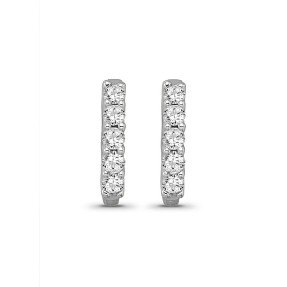 ARAIYA JEWELRY 10K White Gold Diamond Hoop Earrings for Women