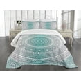 thumbnail image 3 of Ambesonne Mandala Quilted Bedspread Set 3 Pcs, Boho Art Work, Queen Size, Grey Teal, 3 of 5