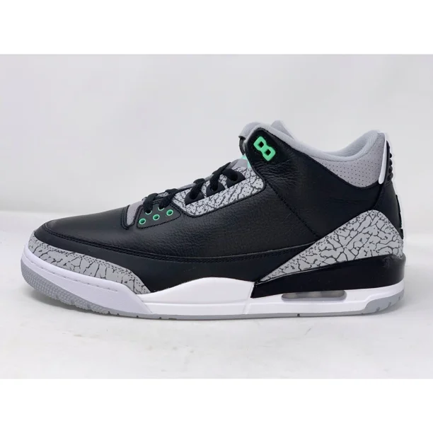 A i r-Jor-dan 3 'Green Glow' Black Cement Sneakers, Size 11.5 BNIB CT8532-031